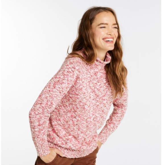 L.L. BEAN Women's Cotton Ragg Funnel Neck Pullover Knit Sweater‎ Medium NEW Cozy - Picture 10 of 11